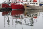 Fishing boats at Seal Cove Wharf Grand Manan Island Bay of Fundy New Brunswick Canada August 2016