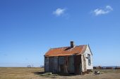 Dissused partly ruined hut near The Settlement Pebble Island Falkland Islands British Overseas Territory December 2016