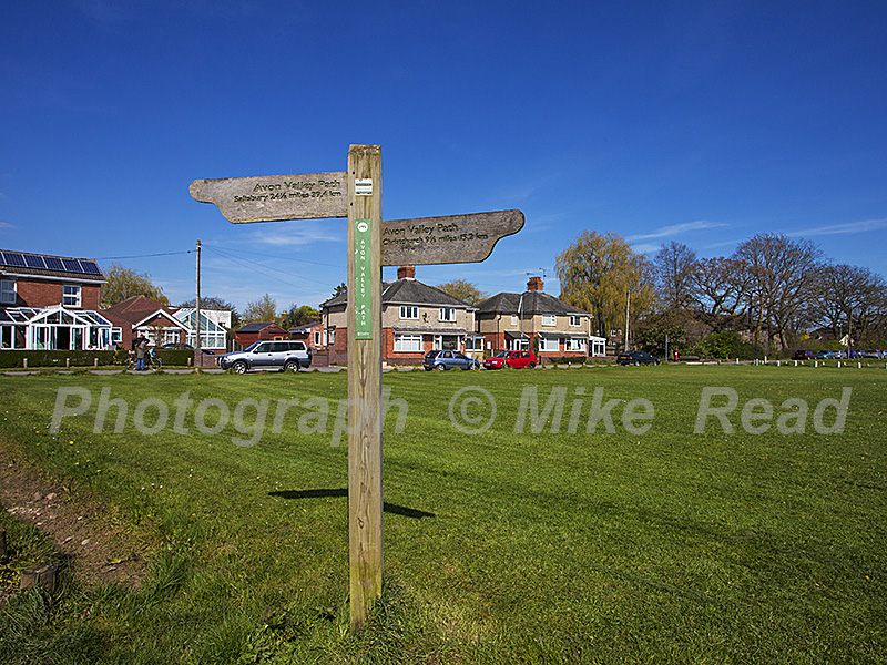 Signpost for the Avon Valley footpath Bickerley Green Ringwood Hampshire England UK