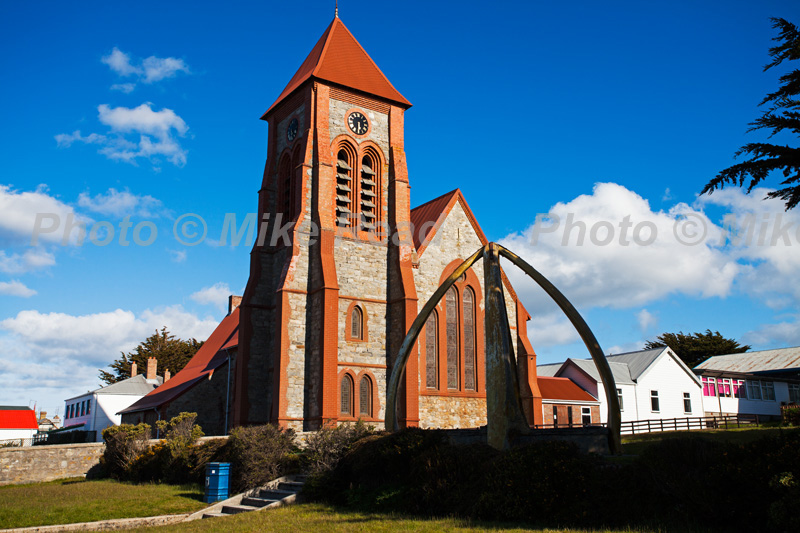 Christ Church Cathedral and the Whalebone Arch Stanley Falkland Islands, UK