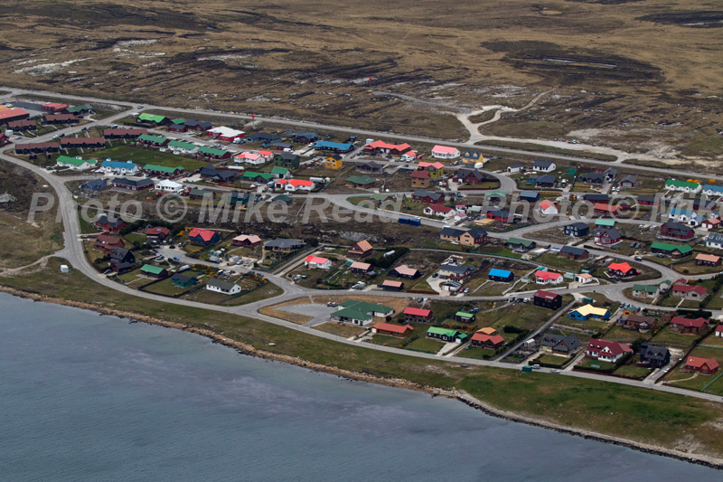 Aerial view of Stanley, capital city of the Falkland Islands, East Falkland, British Overseas Territory UK